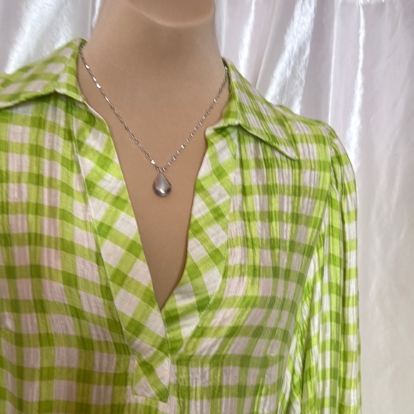 54. FRNCH Paris Olive Gingham Belted Shirt Dress with Pockets – XS - Picture 5 of 9
